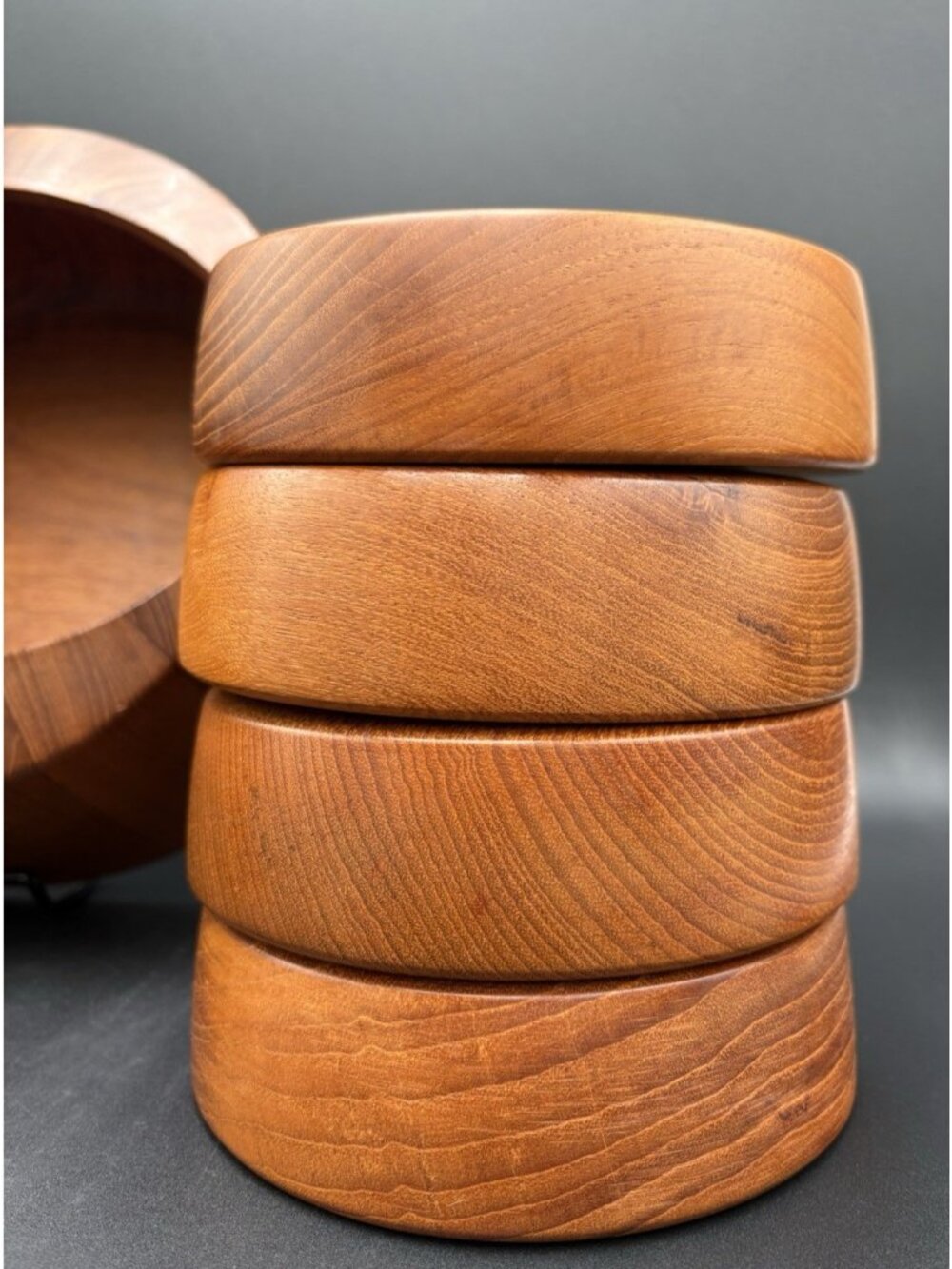 Vtg Dansk Teak Wood Salad Bowls Serving Set of 9 Mid Century Modern Danish EUC - Picture 7 of 16